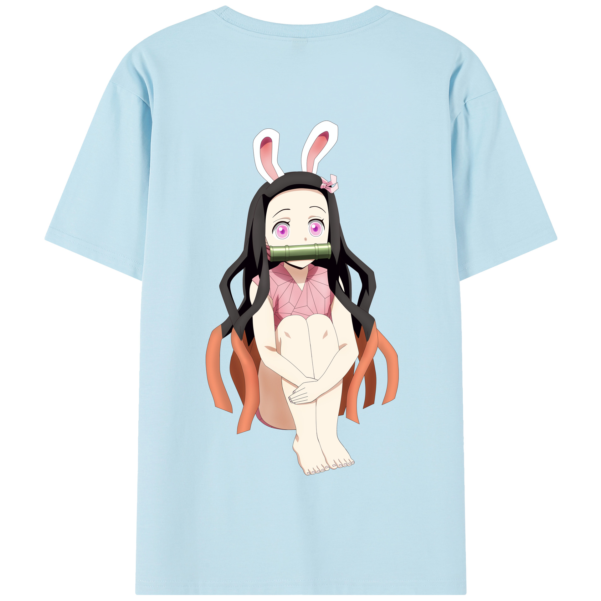 （画像用） 鬼滅の刃（きめつのやいば）竈門 禰󠄀豆子／かまど ねずこ Kamado Nezuko 綿100％半袖Tシャツ（背面プリント）